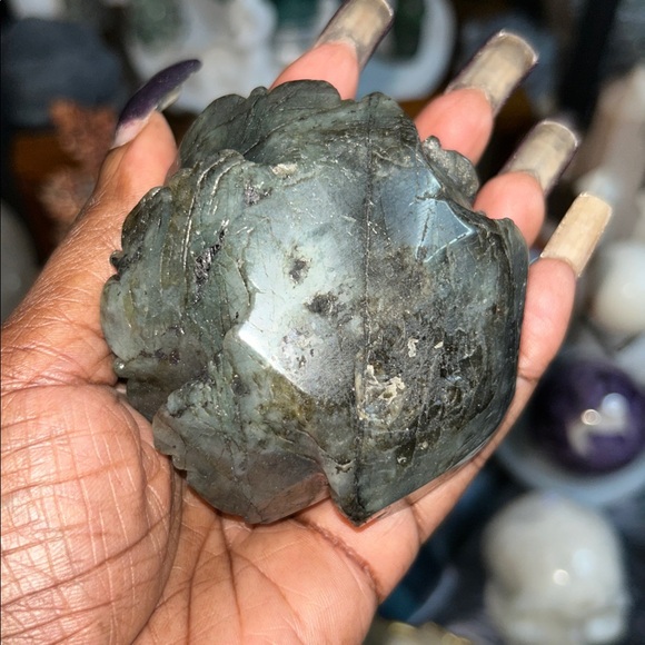 Labradorite Lotus Flower and stand Medium - Picture 3 of 9